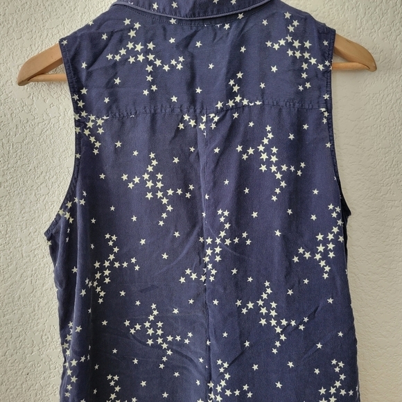 Equipment 100% Silk Stars Print Romper M Navy - Picture 11 of 13